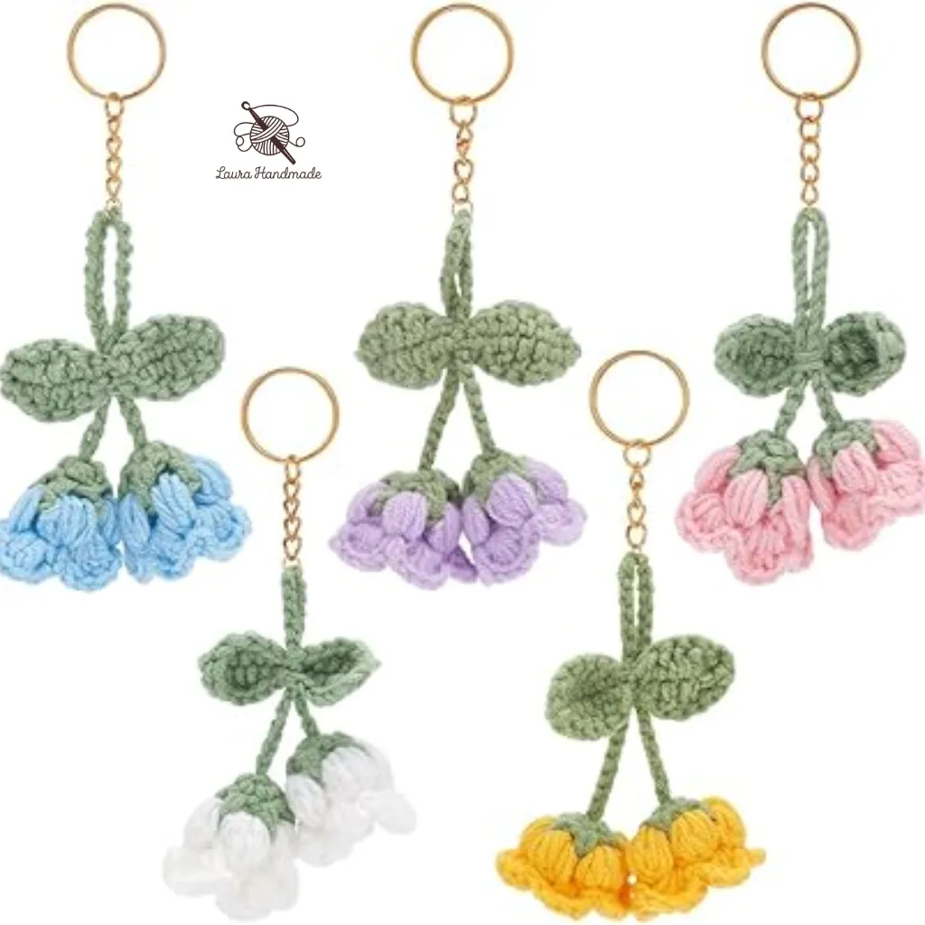 Bell Flower Keychain, Combo of 5 Flower Keychains