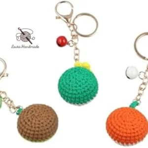 Crochet Fruit Key chain Combo – Watermelon, Orange & Kiwi