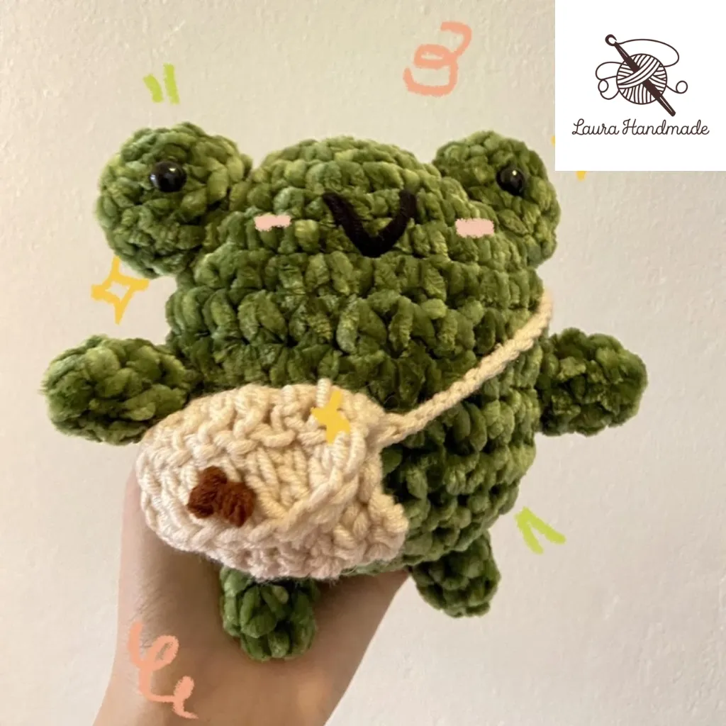 Crochet Handmade Frog With Bag