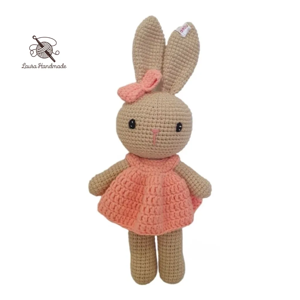 Woolly Rabbit in Orange Skirt with Bow Tie